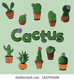 A set of ten fun cacti cartoons that will appeal to both children and adults.