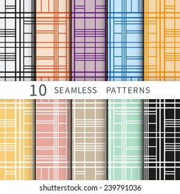 Set of ten geometric backgrounds. Hand-drawn patterns collection. Can be used for card design, wallpaper, pattern fills, web page background, surface textures