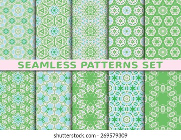 Set of ten geometric seamless patterns. Stylish prints with Swatch.