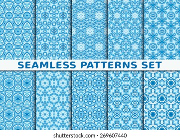 Set of ten geometric seamless patterns. Stylish prints with Swatch.