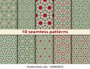 Set of ten geometric seamless patterns. Fashion prints with Swatch.