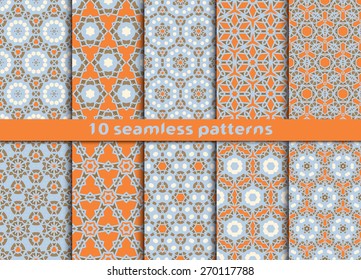 Set of ten geometric seamless patterns. Fashion prints with Swatch.