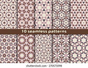 Set of ten geometric seamless patterns. Fashion prints with Swatch for filling.