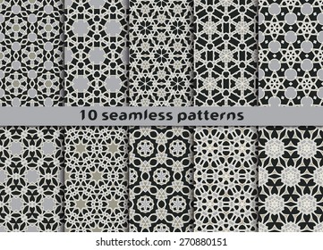 Set of ten geometric seamless patterns. Fashion prints with Swatch for filling.
