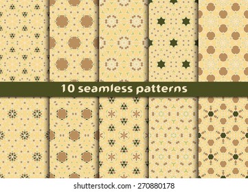 Set of ten geometric seamless patterns. Fashion prints with Swatch for filling.