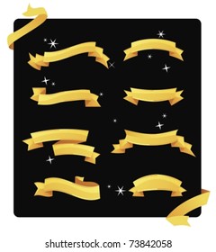Set of ten golden banners vector illustration