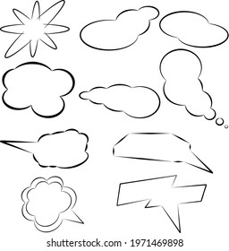 A set of ten graphic callouts for text. Vector illustration.