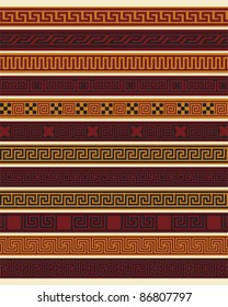 Set of ten greek borders in editable vector file