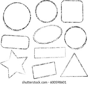 Set of ten grunge black vector templates for rubber stamps