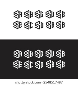 conjunto de dez logotipos vetoriais de estilo hexágono S iniciais para seus designs
