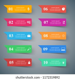 Set ten items. Business infographic. Vector eps 10