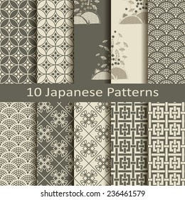 conjunto de diez patrones japoneses