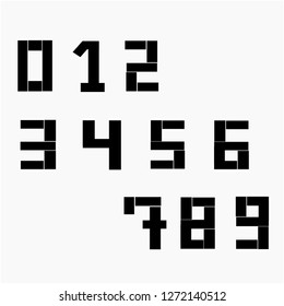 set of ten number from Zero to Nine ,square design