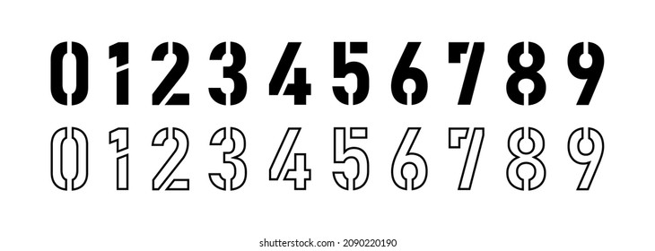 Set of ten number from zero to nine. Number elements for your design. Modern trendy style lettering typeface. Vector illustration.