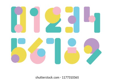 Set of ten numbers form zero to nine, number flat design