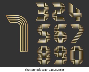 Set of ten numbers form zero to nine, vector illustration