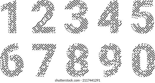 Set of ten numbers form zero to nine, numbers line effect.