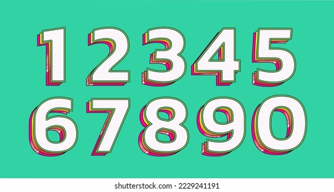 Set of ten numbers form zero to nine, number flat, vector and modern design 