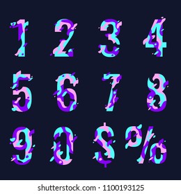 Set of ten numbers zero to nine, number design elements