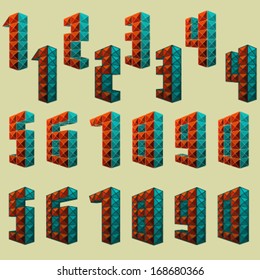 Set of ten perspective digits.  The frames and fills can be used independently.