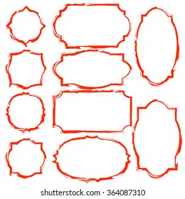 Set of ten red grunge thick frames