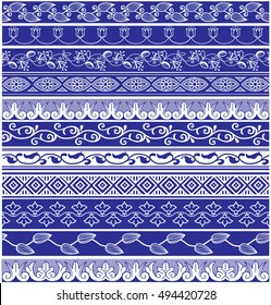 Set of ten seamless borders in arabic style, perfect hand drawn elements for design