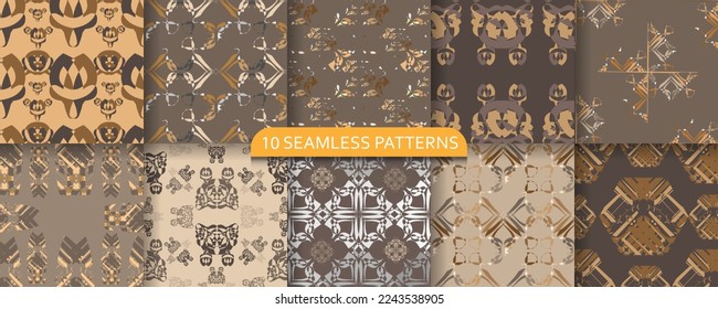 Set of ten seamless modern pattern. abstract illustration. creative collage seamless pattern