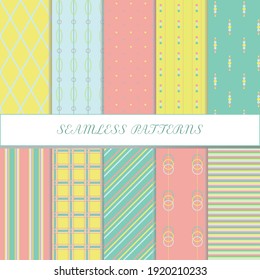 Set of ten seamless patterns. Cute abstract endless textures. Geometric background.