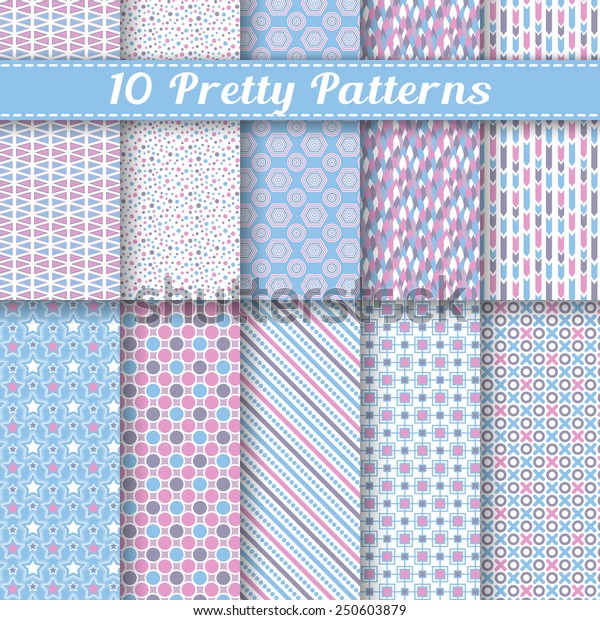 Set Ten Seamless Pretty Vector Patterns Stock Vector (Royalty Free ...