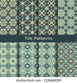 set of ten seamless vector vintage elegant tile pattern with floral ornamentation. design for interior, packaging, textile