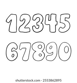 A set of ten simple, hand-drawn numbers, perfect for creating fun and playful designs for kids, education, or any project that needs a touch of whimsy