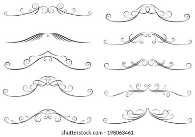 set of ten swirled decorations