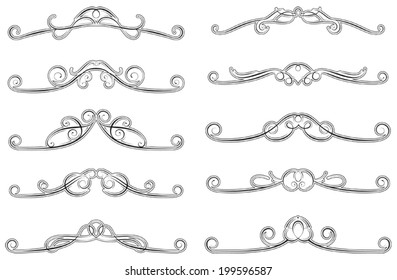 set of ten swirled decorations