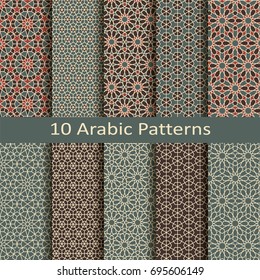 set of ten vector arabic traditional geometric patterns