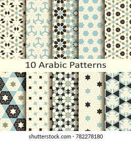 set of ten vector arabic traditional geometric line patterns. design for covers, textile, packaging