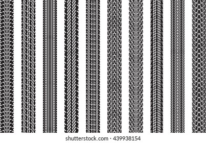 Set of ten vector traces of tires.