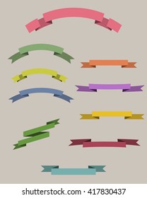 Set of ten vintage ribbons. Vector illustration. It can be used on the websites, for registration of magazines and typographical production