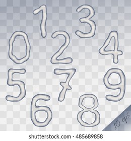 Set of ten water digits on checkered background