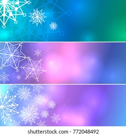 Set of tender banners with snowflakes. Winter banners
