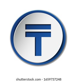 Set of Tenge currency symbol on colored circle flat icons, isolated on white. Kazakhstani Sign monetary unit. Financial, business and investment concept. Vector illustration