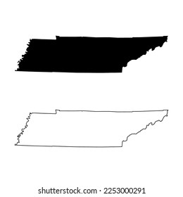 Set of Tennessee map shape, united states of america. Flat concept vector illustration .