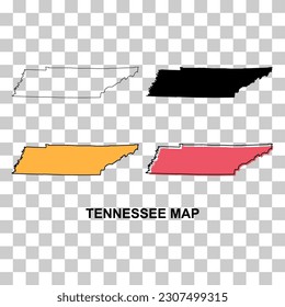 Set of Tennessee map shape, united states of america. Flat concept vector illustration .