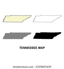 Set of Tennessee map shape, united states of america. Flat concept vector illustration .