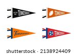 Set of Tennessee sports team pennants. Retro colors labels. Vintage hand drawn wanderlust style. Isolated on white background. Good for t shirt, mug, other identity. Vector illustration.