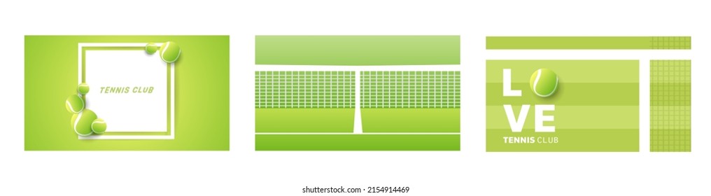 Set Tennis background for content online , Tennis ball on the on the white net  in blue tennis court , Illustrations for use in online sporting events , Illustration Vector  EPS 10