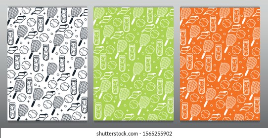 Set of Tennis backgrounds with hand draw doodle elements