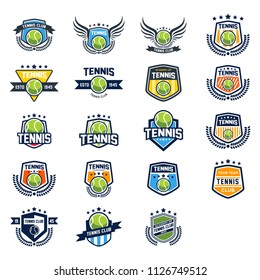 Set Of Tennis Badge Logo Templates, T-Shirt Graphics