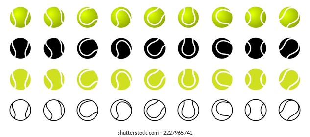 Set tennis ball icon. Set with tennis balls vector icons. Tennis balls black and yellow collection. Sport game. Tennis ball. Sport concept. Sports, fitness, activity. Vector illustration - Shutterstock ID 2227965741