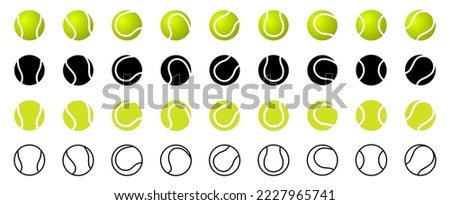 Set tennis ball icon. Set with tennis balls vector icons. Tennis balls black and yellow collection. Sport game. Tennis ball. Sport concept. Sports, fitness, activity. Vector illustration