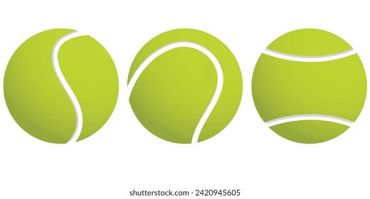 Set of tennis ball icons from different angles